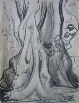 Named contemporary work « les arbres sacrés », Made by SYLVIANE