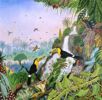 Named contemporary work « Toucans à carène », Made by ALAIN THOMAS