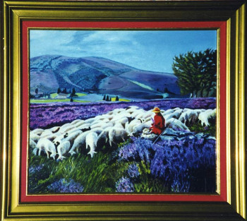Named contemporary work « Bergère et moutons », Made by MIKELA