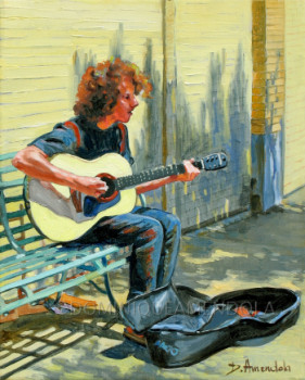 Named contemporary work « Le musician de la rue », Made by DOMINIQUE AMENDOLA