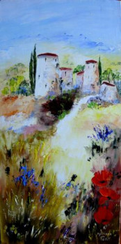 Named contemporary work « Provence Sur la colline », Made by SYLVIANE PETIT