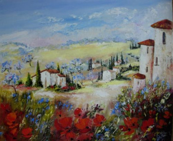Named contemporary work « Provence  Colombier et oliviers », Made by SYLVIANE PETIT