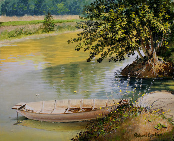 Named contemporary work « LE BATEAU A CHAINE (Arçais, Marais poitevin) », Made by GAUTIER