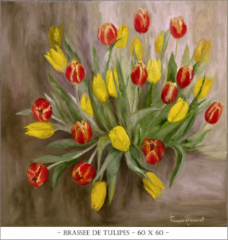 Named contemporary work « Brassée de tulipes », Made by FRANçOISE LEDAMOISEL