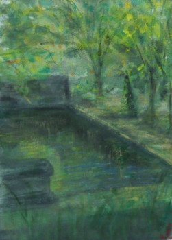 Named contemporary work « Le bassin chez Cézanne, Aix en Provence », Made by NADIA VIGUIER