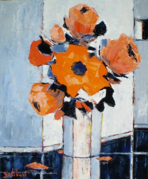 Named contemporary work « Bouquet orange », Made by FRANCIS JALIBERT