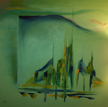 Named contemporary work « Ville verte », Made by ETIENNE FOURCY