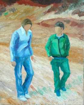 Named contemporary work « Deux jeunes gens », Made by PHILIPPE LE MONIES DE SAGAZAN