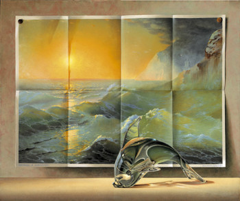 Named contemporary work « TROMPE-L'OEIL LE DAUPHIN (ou l'hommage à AIVAZOVSKY) », Made by GAUTIER