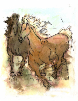 Named contemporary work « chevaux de feu », Made by JANPOL PORTALIS