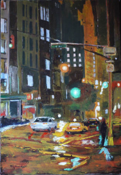 Named contemporary work « New York, 6° avenue, la nuit », Made by GéRARD DUCHENE