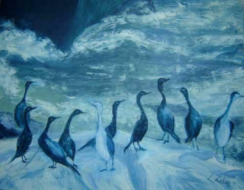 Named contemporary work « Cormorants », Made by LYUBA ZAHOVA