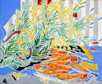 Named contemporary work « Mimosa et carottes », Made by DELALEUF