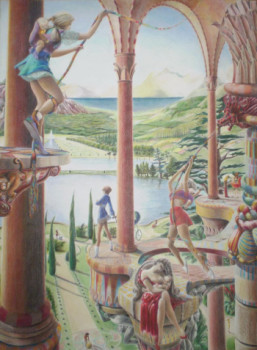 Named contemporary work « les amazones et leurs papooses », Made by CATHERINE DELPECH