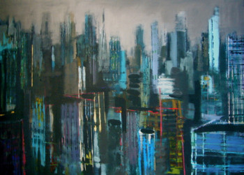 Named contemporary work « Black clouds over New-York », Made by CHRISTIAN MENARD