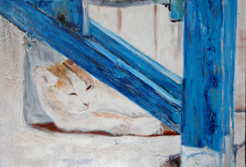 Named contemporary work « Le repos du chat », Made by VIVIANE LESUISSE